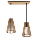 Ver imagem 1 de Luminaria Pendente Duplo Koni E27 Madeira Mdf Cq Desmontada:rústico