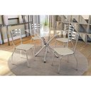 Ver imagem 1 de Kit Mesa Volga C- Tampo Vidro 90cm + 4 Cadeiras Portugal Cromado Courano Nude