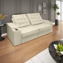 Ver imagem 2 de Sofá Retratil Reclinavel 3 Lugares 2,30m Porta Copo Usb Sala Cor:bege