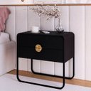 Ver imagem 1 de Mesa de Cabeceira Quarto 60cm 2 Gavetas Mario Nero/preto A10 - Mpozenato