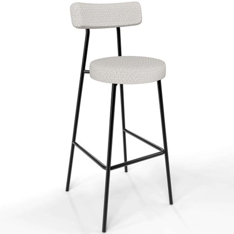 Banqueta Alta Bar Cozinha Sala De Jantar Estrutura Em Aço Milão L02 Bouclê Cru - Lyam Decor