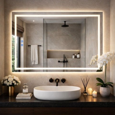 Espelho de LED Orgânico Touch 3 Cores de Luz 60x80cm Bivolts