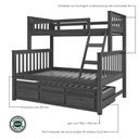 Ver imagem 2 de Treliche com Cama de Casal Branco Lavado C- Cama Auxiliar 3 Gavetas Madeira Pinus