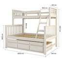 Ver imagem 4 de Treliche com Cama de Casal Branco Lavado C- Cama Auxiliar 3 Gavetas Madeira Pinus