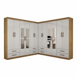 Closet Casal Duplo Lu 12 Portas com Espelho 8 Gavetas - 3