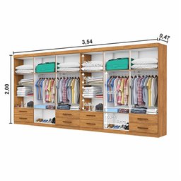 Closet Casal Duplo Lu 12 Portas com Espelho 8 Gavetas - 5