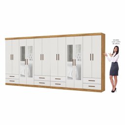 Closet Casal Duplo Lu 12 Portas com Espelho 8 Gavetas - 4