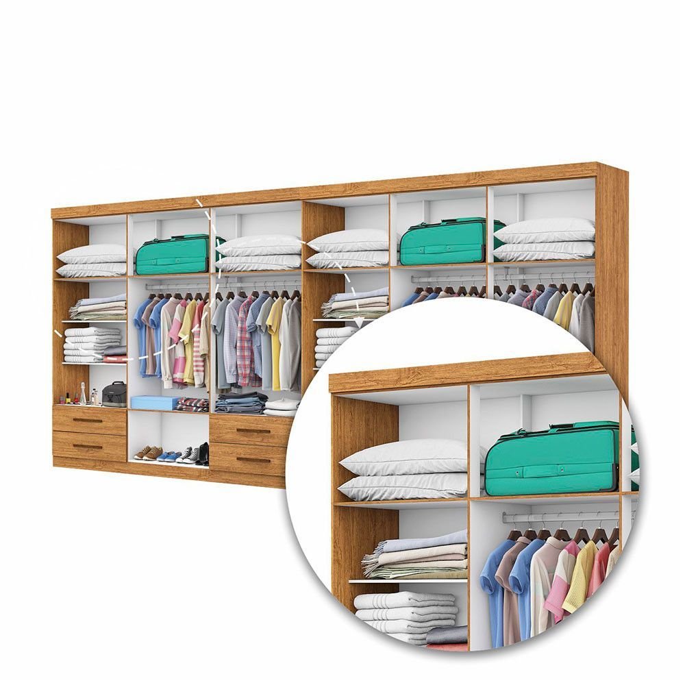 Closet Casal Duplo Lu 12 Portas com Espelho 8 Gavetas - 6
