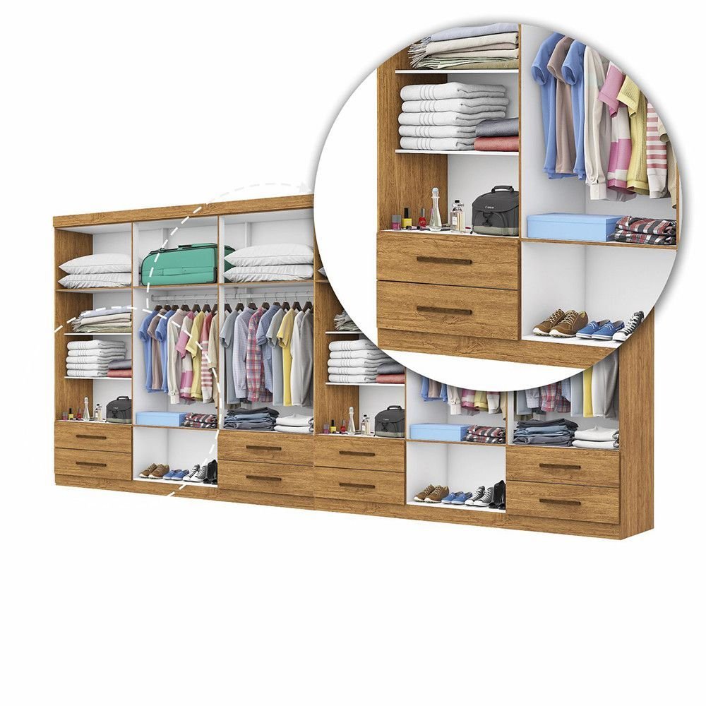 Closet Casal Duplo Lu 12 Portas com Espelho 8 Gavetas - 7