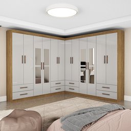 Closet Casal Duplo Lu 12 Portas com Espelho 8 Gavetas - 1