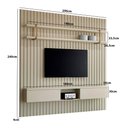 Ver imagem 3 de Painel Ripado para Tv com Prateleira e Nicho 200cm 100% Mdf Cor:luna com Dourado