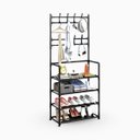 Ver imagem 1 de Sapateira Organizadora com Ganchos 4 Prateleiras P/ 12 Pares Cor:preto