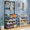 Ver imagem 4 de Sapateira Organizadora com Ganchos 4 Prateleiras P/ 12 Pares Cor:preto