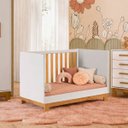 Ver imagem 2 de Berço Mini Cama Q Encanto Slim Dois em Um em Mdf Qmovi: Branco com Freijó