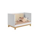 Ver imagem 4 de Berço Mini Cama Q Encanto Slim Dois em Um em Mdf Qmovi: Branco com Freijó