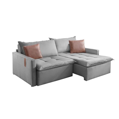 Sofá Cama Star 31 2,70 Linho Metros Moderno Sem Caixa Estilo Clean Espuma D28 e 4 Almofadas