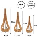 Ver imagem 2 de Vaso de Chão Decorativo Grande Mdf Ibiza:marrom/kit com 3 - 90x28cm, 75x23cm e 60x18cm