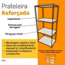 Ver imagem 2 de Prateleira de Aço Reforçada Mini Porta Pallet 200x60x90 Estante Bandeja Preta Módulos