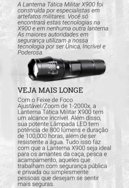 Lanterna Tática Militar X900 Recarregável Police Com Zoom - 10
