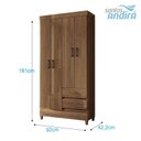 Ver imagem 3 de Guarda Roupa Solteiro 4 Portas com Pés Fit Jequitibá Acetinado - Santos Andirá