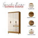 Ver imagem 4 de Guarda Roupa Solteiro Ambiente Sobral 4 Portas Freijó Off White - Moval