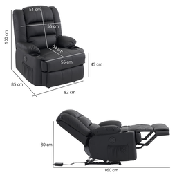 Poltrona Elétrica Reclinavel para Idoso Porto Corino Premium Preto - 10