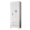Ver imagem 2 de Guarda Roupa Solteiro 3 Portas com Pés Fit e Armário Multiuso Fit Branco Brilho – Santos Andirá