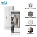 Ver imagem 4 de Guarda Roupa Solteiro 3 Portas com Pés Fit e Armário Multiuso Fit Branco Brilho – Santos Andirá