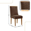 Ver imagem 3 de Mesa de Jantar Eloise Canto Copo 4 Cadeiras Moderna Mobília Veludo Marrom/naturalle