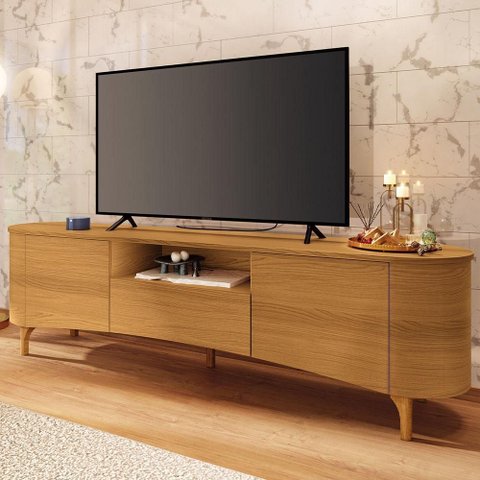 Rack para Sala de Estar TV 80 pol Orgânico 201cm Martina B01 Cinamomo - Lyam Decor