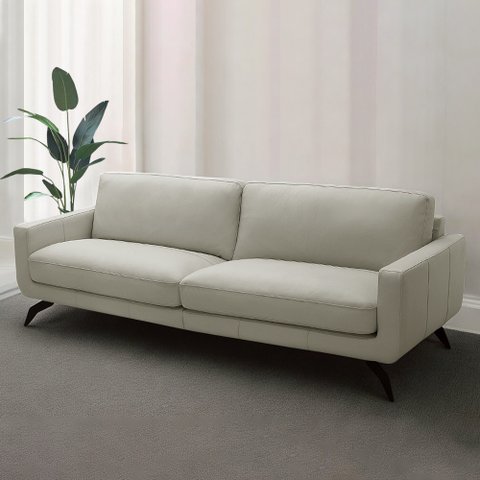 Sofá Decorativo Thalia 3 Lugares Sala de Estar 240cm Pés em Aço Couro Bege G88 - Gran Belo