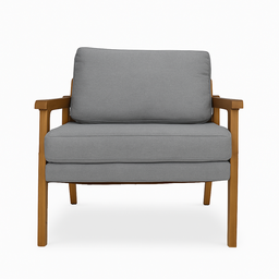 Poltrona Decorativa Mona Luxo Braço Nogueira:linho Cinza - 4