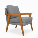 Ver imagem 1 de Poltrona Decorativa Mona Luxo Braço Nogueira:linho Cinza