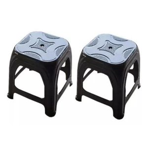 Kit 2 Banquinho de Plástico Banco Banqueta Preto 36cm Altura