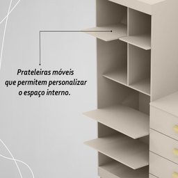 Cômoda Roupeiro com Espelho 2 Portas 4 Gavetas Cristal - Fendi - 7