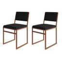 Ver imagem 1 de Kit 2 Cadeiras de Jantar Industrial Isa Assento Estofado Veludo Preto Base Cobre