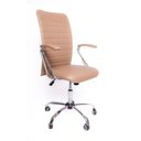 Ver imagem 1 de Cadeira Escritório Tela Luxo Creme- Base Cromada:branco
