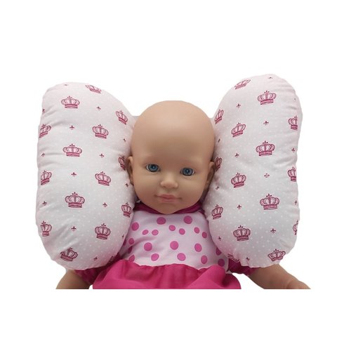 Almofada Bebê Suporte de Cabeça para Cadeirinha e Bebê Conforto - coroa rosa