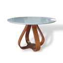 Ver imagem 2 de Mesa de Jantar Cebola Redonda 1,10 M Tampo Laqueado C/vidro Off White