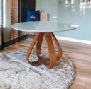 Ver imagem 1 de Mesa de Jantar Cebola Redonda 1,10 M Tampo Laqueado C/vidro Off White
