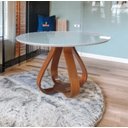 Ver imagem 1 de Mesa de Jantar Cebola Redonda 1,10 M Tampo Laqueado C/vidro Off White