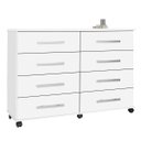 Ver imagem 1 de Cômoda 8 Gavetas Maggiore New Espresso Branco com Rodízio para Quarto