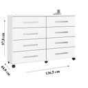 Ver imagem 2 de Cômoda 8 Gavetas Maggiore New Espresso Branco com Rodízio para Quarto