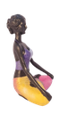 Ver imagem 4 de Bailarina Yoga Yogui Pernas Cruzadas Meditando Degradê Azul Roxo Rosa e Amarelo - Peça em Gesso