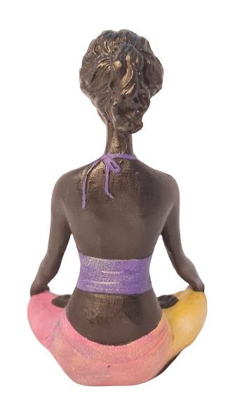 Bailarina Yoga Yogui Pernas Cruzadas Meditando Degradê Azul Roxo Rosa e Amarelo - Peça em Gesso - 6