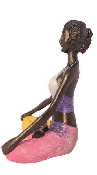 Bailarina Yoga Yogui Pernas Cruzadas Meditando Degradê Azul Roxo Rosa e Amarelo - Peça em Gesso - 5