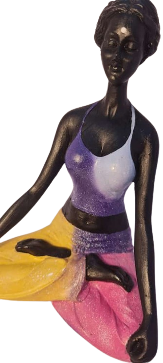 Bailarina Yoga Yogui Pernas Cruzadas Meditando Degradê Azul Roxo Rosa e Amarelo - Peça em Gesso - 3