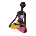 Ver imagem 2 de Bailarina Yoga Yogui Pernas Cruzadas Meditando Degradê Azul Roxo Rosa e Amarelo - Peça em Gesso