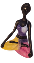 Ver imagem 2 de Bailarina Yoga Yogui Pernas Cruzadas Meditando Degradê Azul Roxo Rosa e Amarelo - Peça em Gesso
