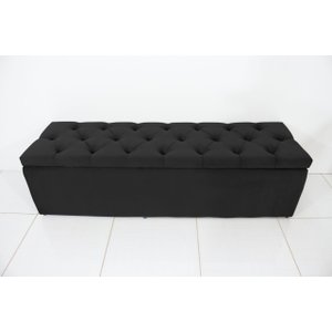 Baú Estofado Capitonê Queen 160x40x45cm Cor Preta - Alto Custo Benefício e Elegância para o Seu Lar